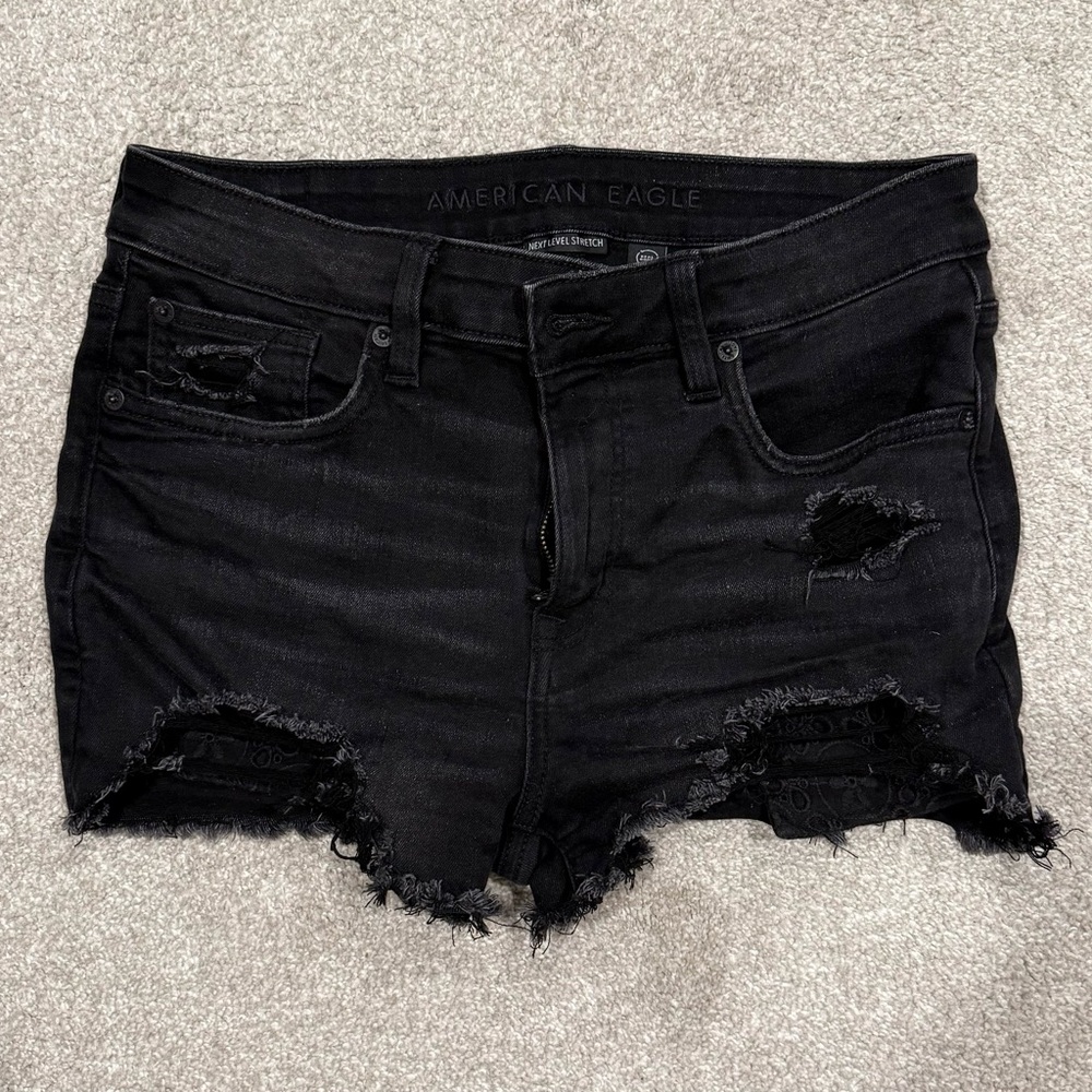 American Eagle Outfitters Next Level Stretch Hi Rise Shortie Size 8 Black